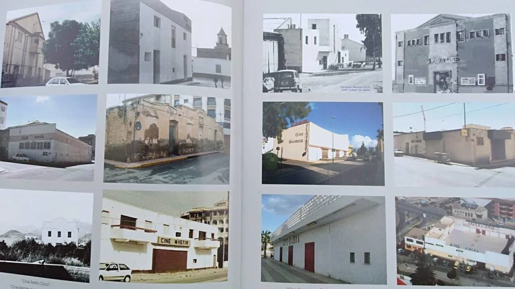 Fotos de los cines de Mazarrón, que aparecen en el catálogo de la muestra. / LA VERDAD 